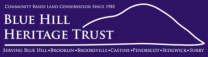 Blue Hill Heritage Trust logo is a line drawing of the shape of blue hill mountain